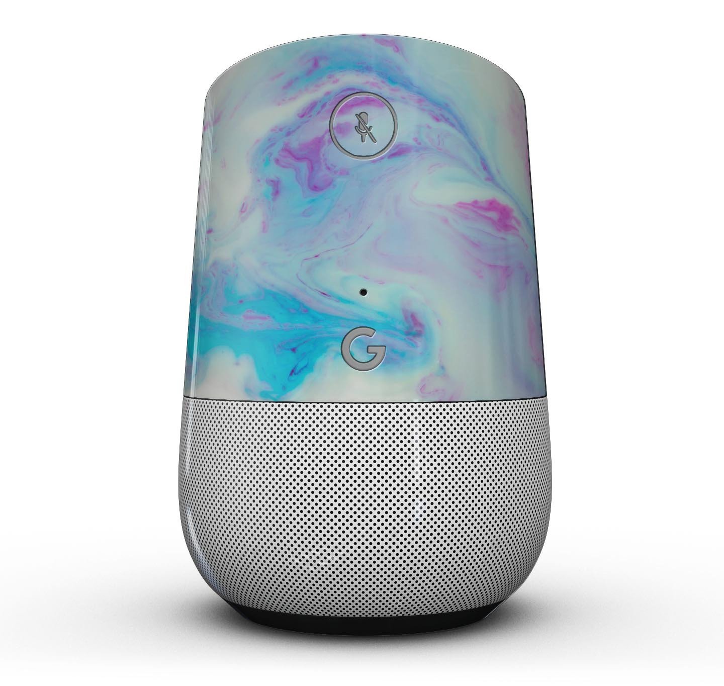 Marbleized Pink and Blue Paradise V371 Full-Body Skin Kit for Google Home Assistant, showcasing a vibrant marble design.